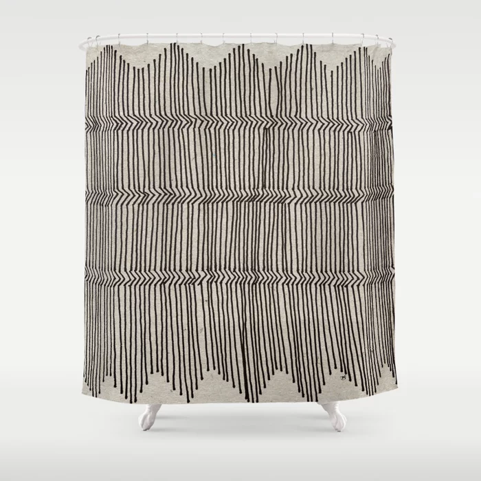 3D Fence Minimalist Stripes Shower Curtain