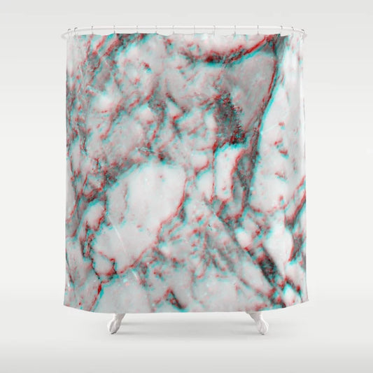 3D Marble Black & White Shower Curtain