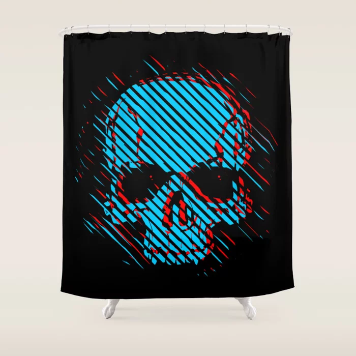 Red Blue Skull Shower Curtain