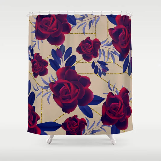 3D Roses Tattoo Shower Curtain