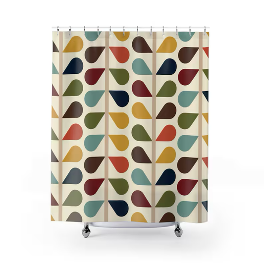 60s Floral Retro Mid Century Modern Shower Curtain