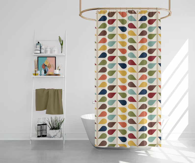 60s Floral Retro Mid Century Modern Shower Curtain