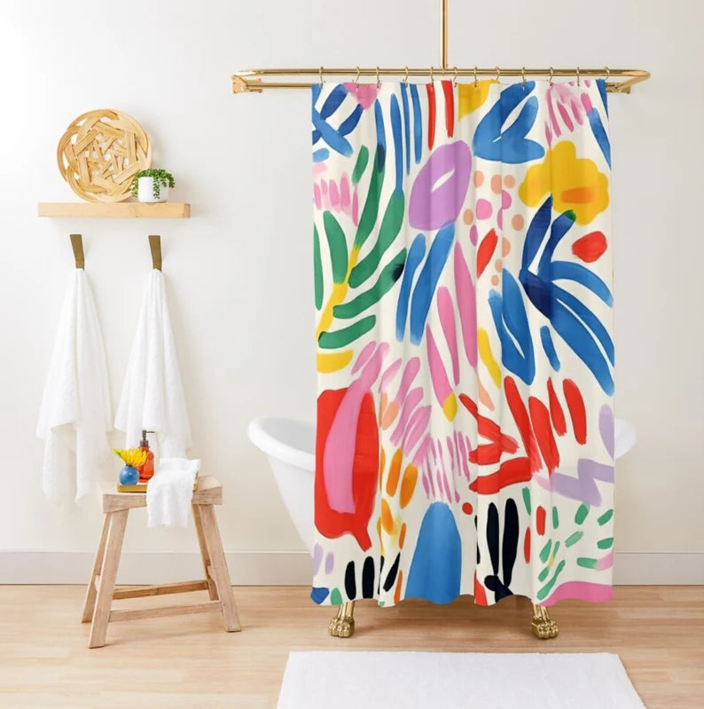 Abstract Henri Matisse Shower Curtain Colorful Boho Mid-Century Shower Curtain