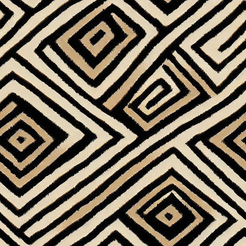 African Print Inspired Geometric Boho Shower Curtain