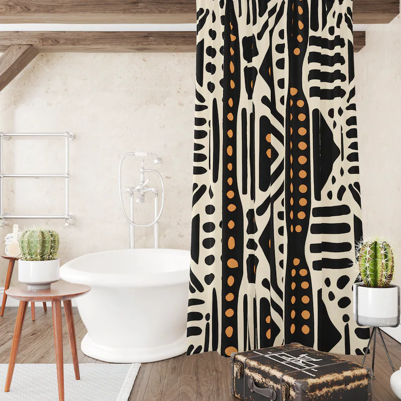 African Mudcloth Print Shower Curtain
