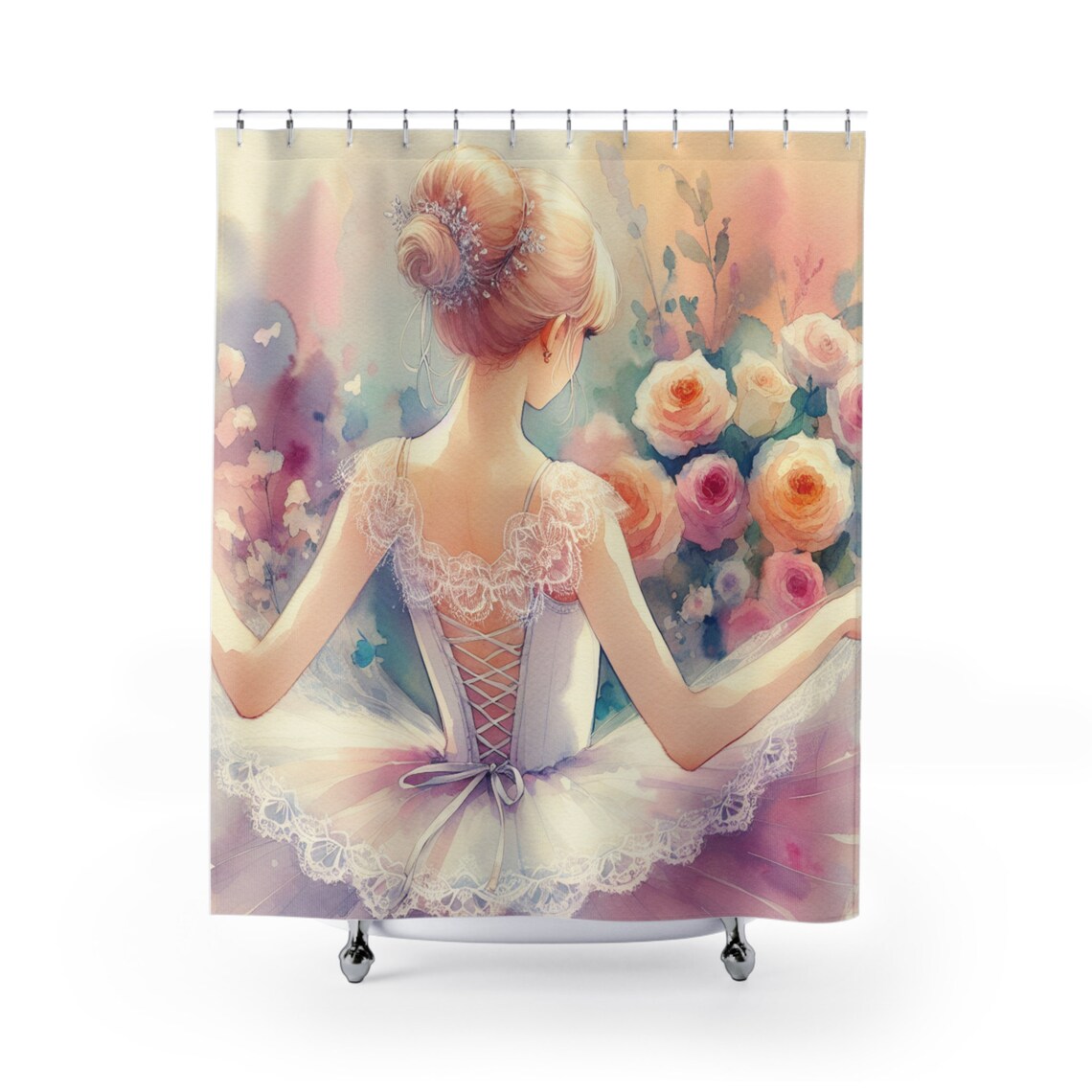 Watercolor Ballerina Shower Curtain