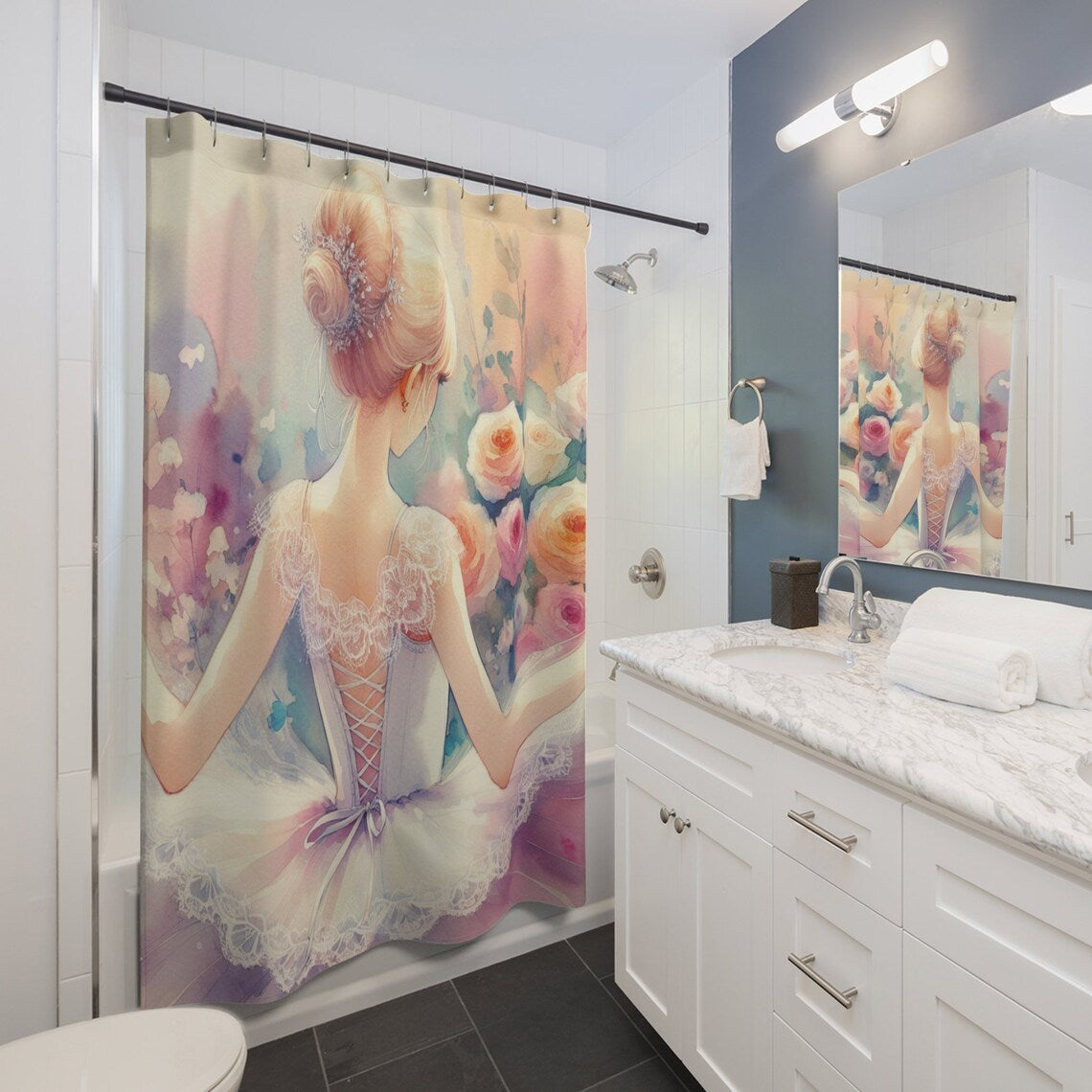 Watercolor Ballerina Shower Curtain