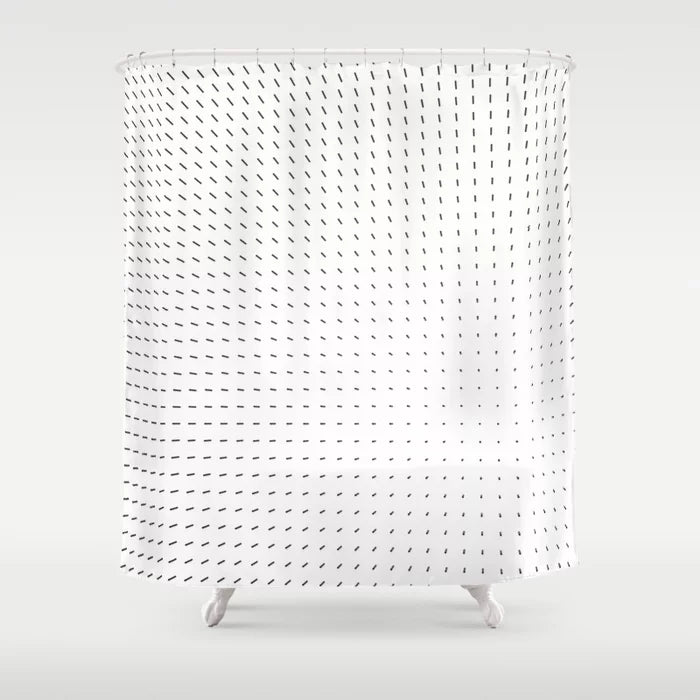 Black and White Minimal Line Pattern Shower Curtain