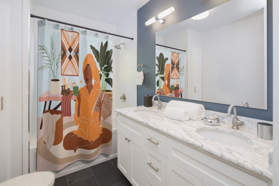 African Art Black Women Boss Babe Abstract Boho Shower Curtain