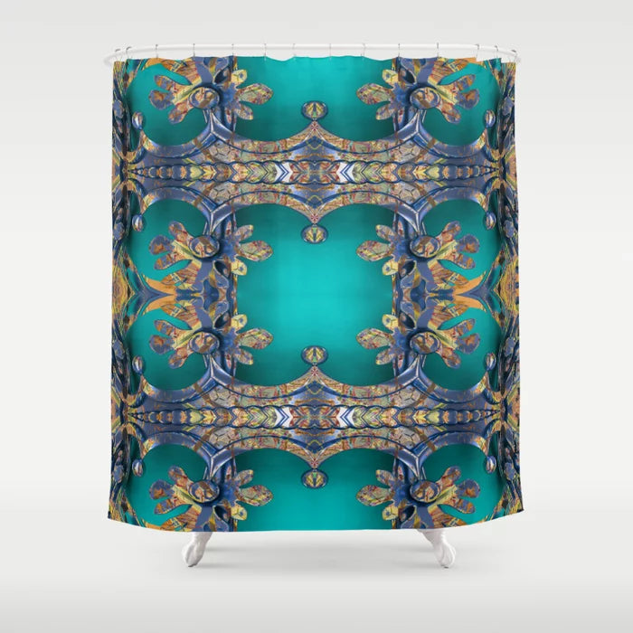 Boho Teal Copper Fairy Tale Fantasy Shower Curtain