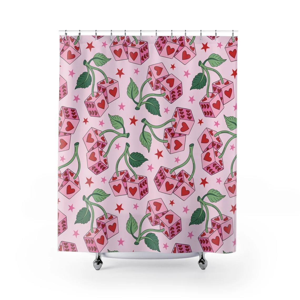 Cherry Dice Groovy Funky Retro Shower Curtain