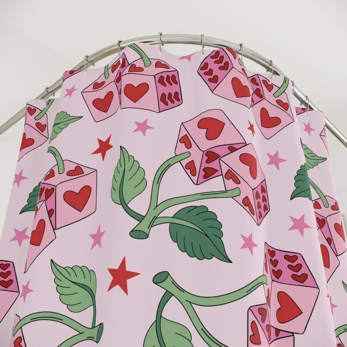 Cherry Dice Groovy Funky Retro Shower Curtain