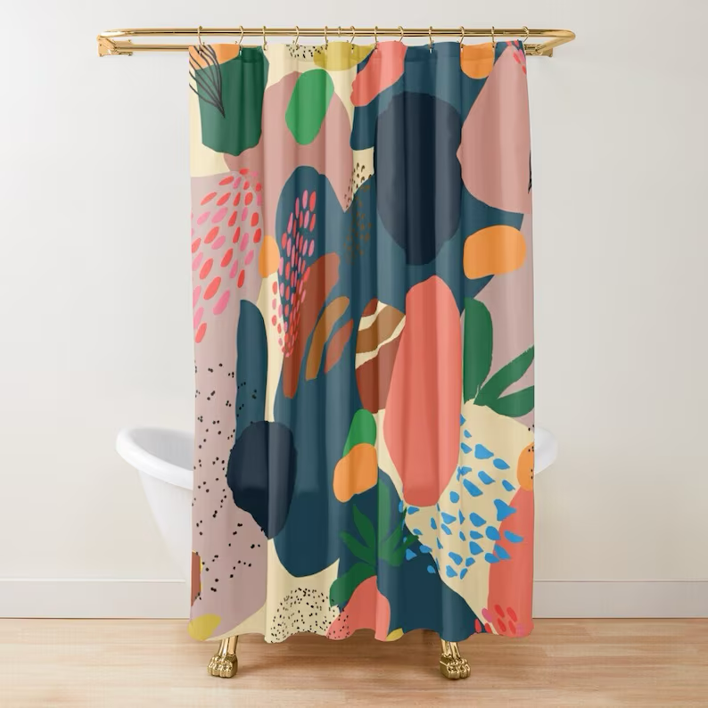 Contemporary Abstract Nature Shapes Shower Curtain