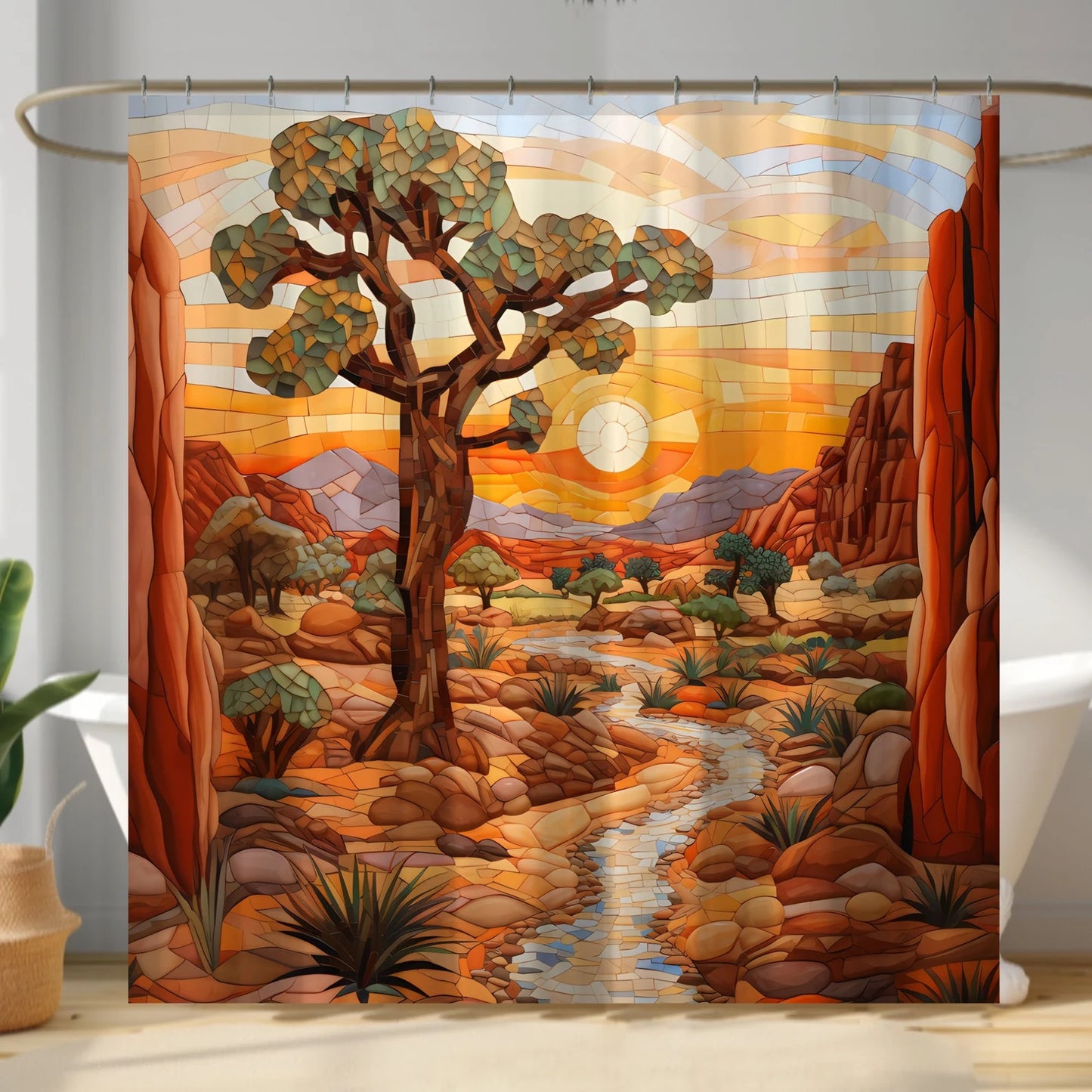 Desert Mosaic Sunset Shower Curtain