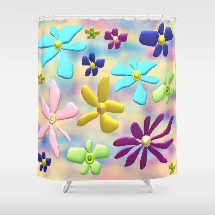 Flower Power Psychedelic Shower Curtain
