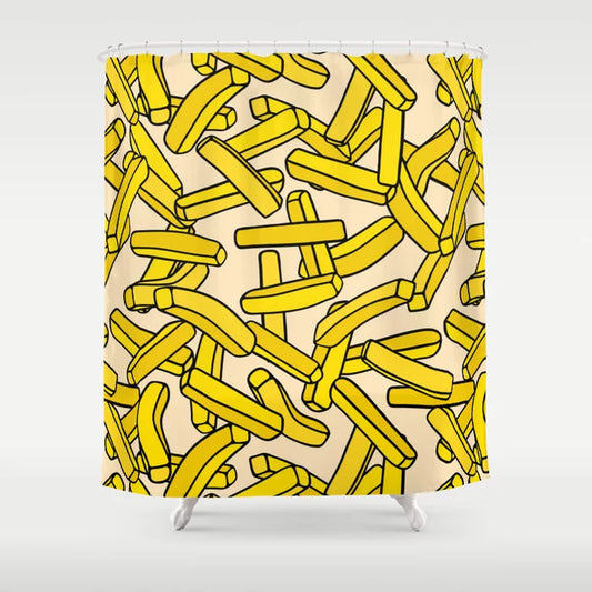 3D French Fries Fast Food Shower Curtain