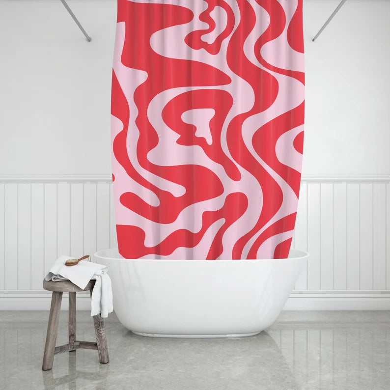 Groovy Pink and Red Shower Curtain