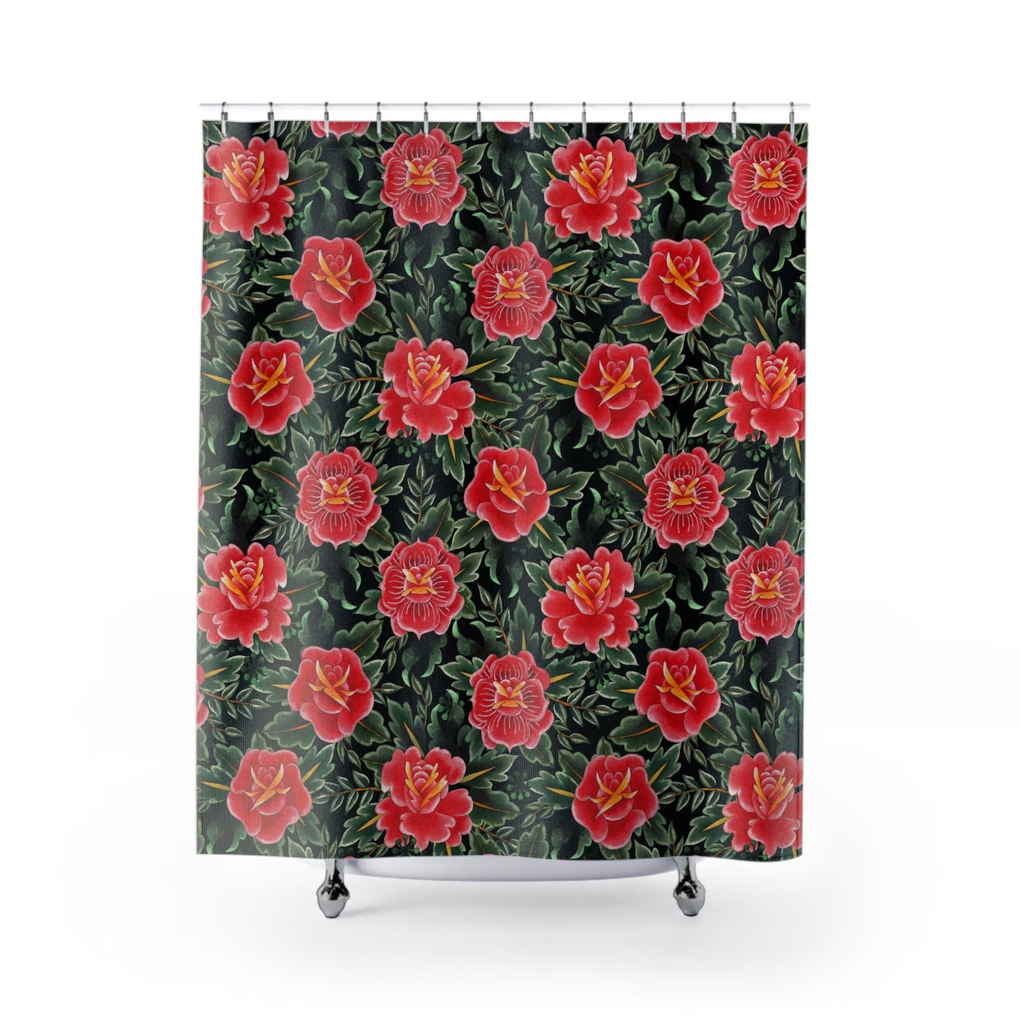 Hand Drawn Watercolor Roses Shower Curtain