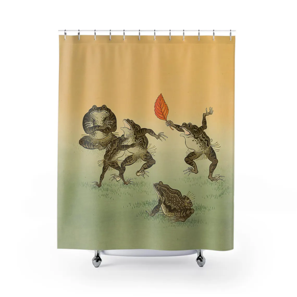 Japanese Koson Ohara’s Frogs Sumo Wrestling Shower Curtain