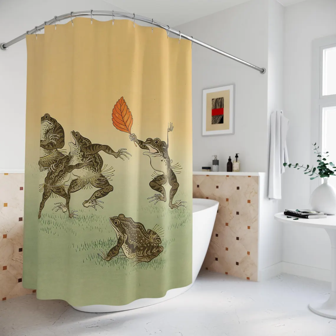 Japanese Koson Ohara’s Frogs Sumo Wrestling Shower Curtain