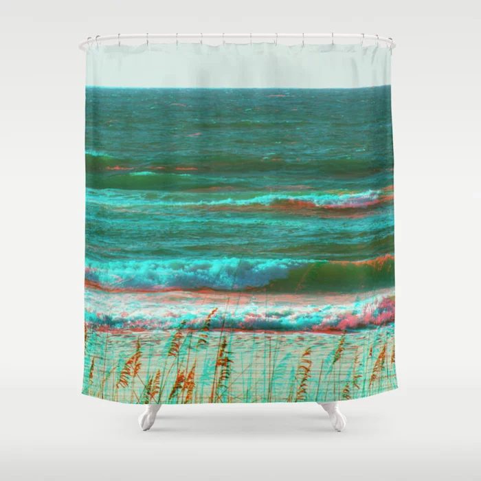 Sandy Beach Waves Shower Curtain