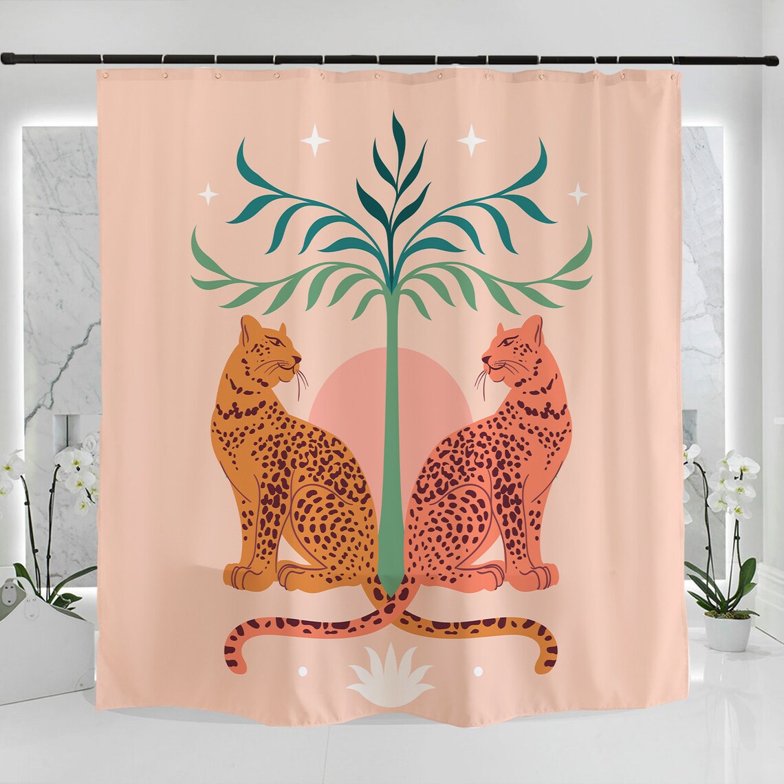 Pink Leopards Shower Curtain