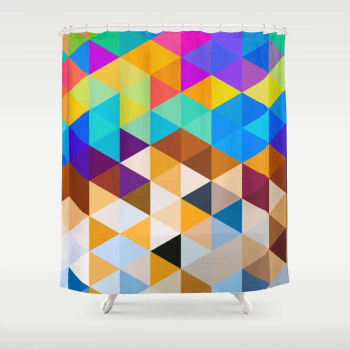 Mountain Sunrise Abstract Geometric Shower Curtain