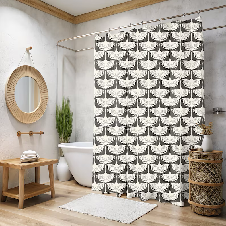 Modern Swan Bird Minimalist Shower Curtain