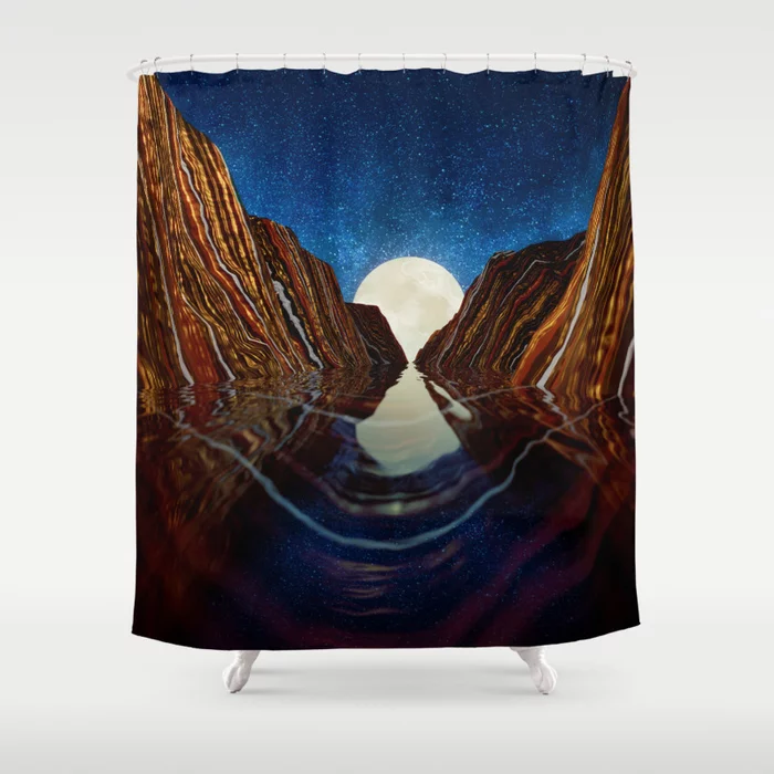 Desert Moon Light Reflection Shower Curtain