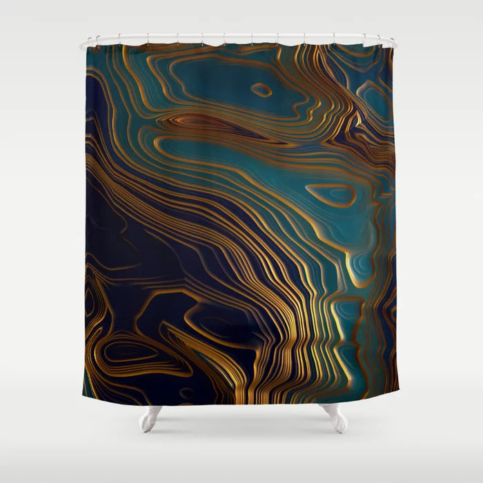 Peacock Gold & Blue Ocean Shower Curtain
