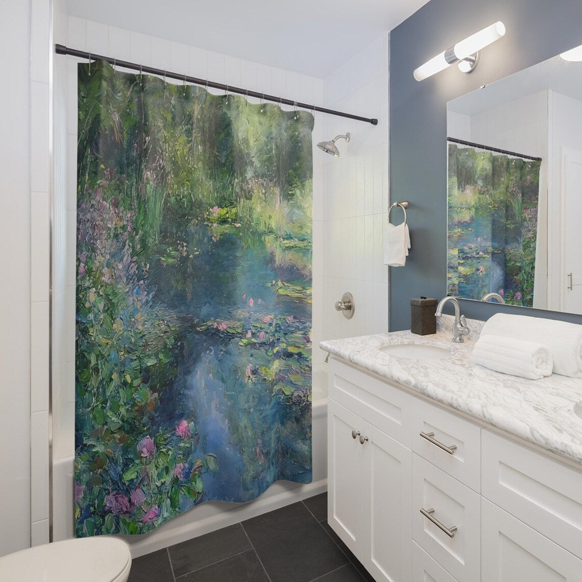 Quiet Monet Garden Pond Shower Curtain