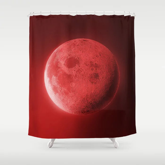 Red Full Moon Shower Curtain