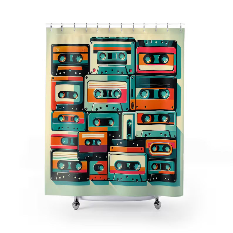 Retro Cassette Tape Shower Curtain
