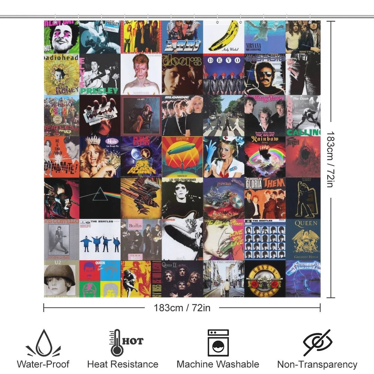 Rock Band Music Album Cover Shower Curtain