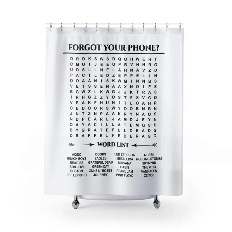 Rock N' Roll Word Search Shower Curtain