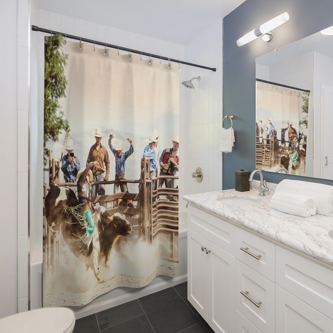 Rodeo Bull Riding Country Cowboy Shower Curtain