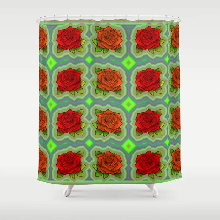 Roses Green Garden Shower Curtain