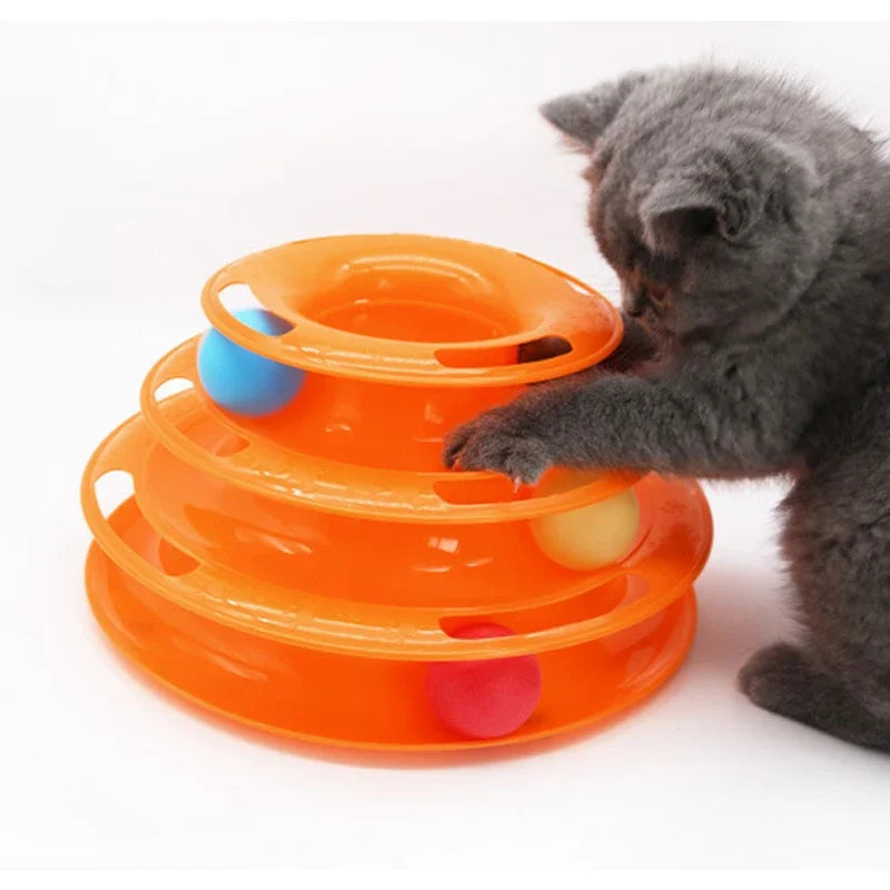 Interactive Cat Toy Tower Turntable Roller Balls Toys for Cats Kitten