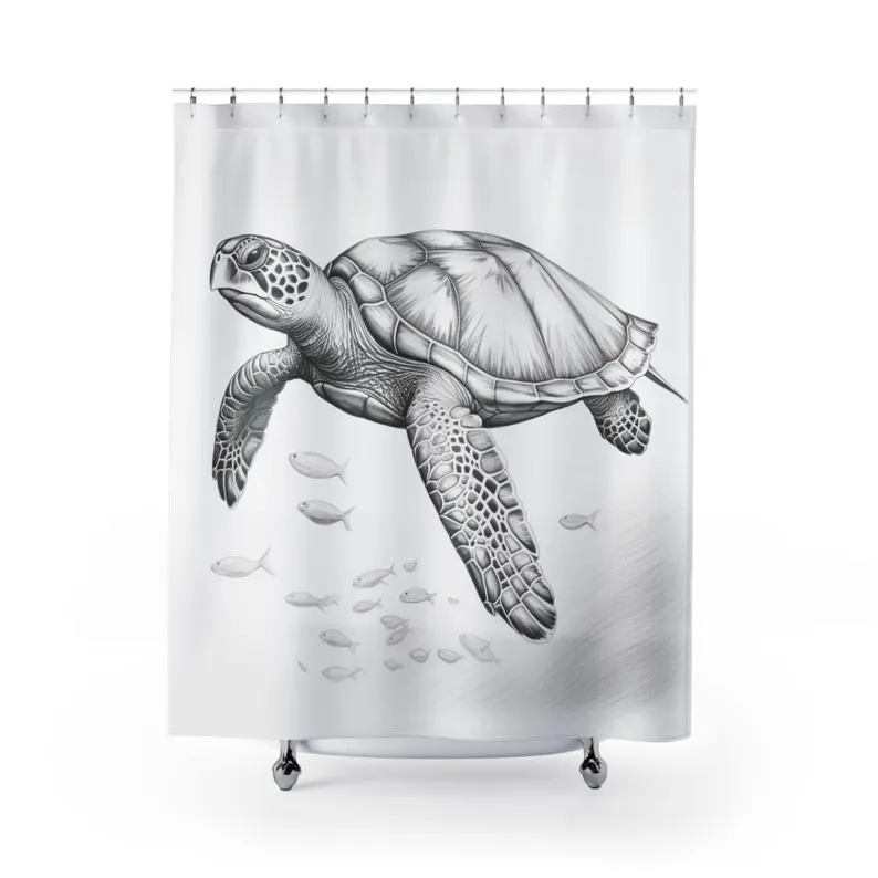 Sea Turtle Coastal Beach House Shower Curtain