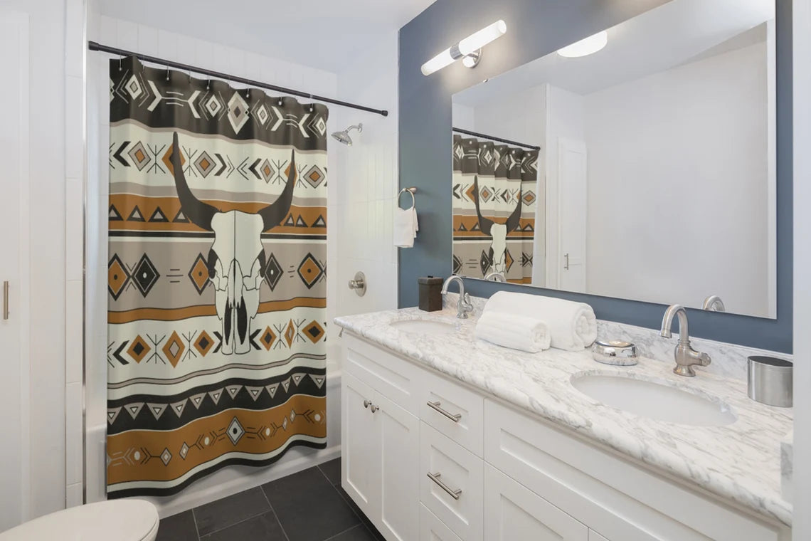 Southwest Bull Skull Western Style Shower Curtain
