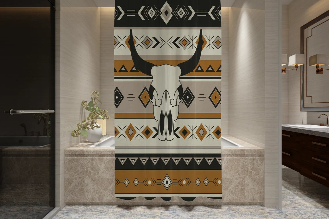 Southwest Bull Skull Western Style Shower Curtain