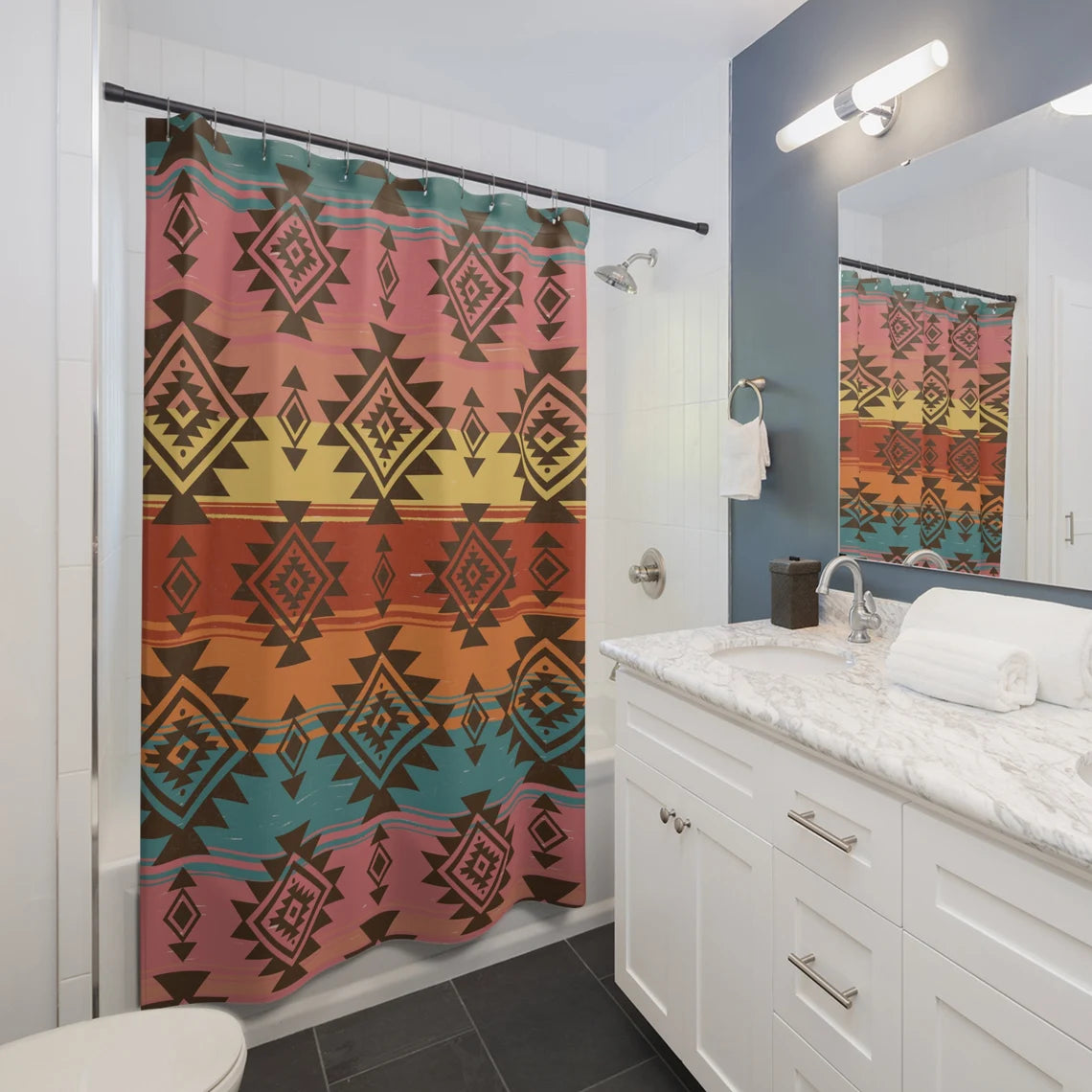 Southwestern Aztec Print Home Decor Shower Curtain