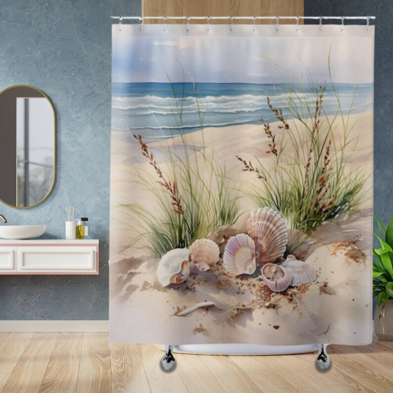 Subtle Beach Shells Shower Curtain