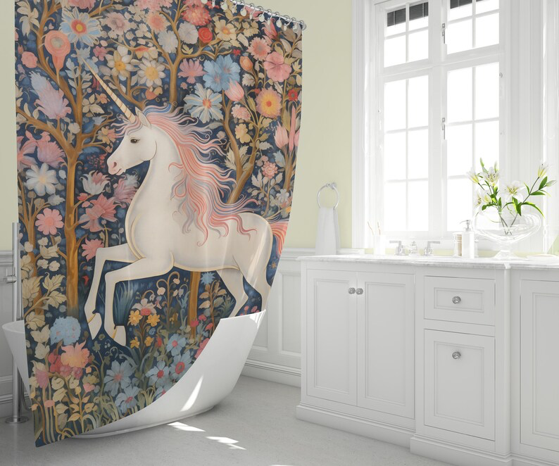 Floral Majesty Unicorn Shower Curtain