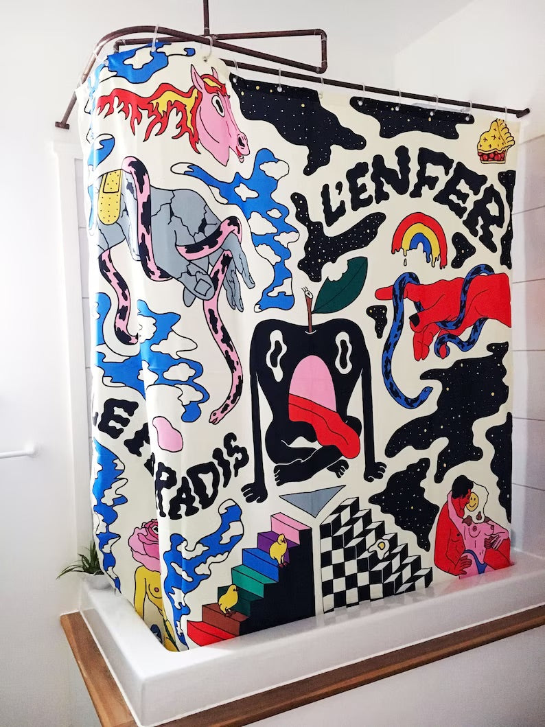 Abstract and Colourful Shower Curtain by artist PONY