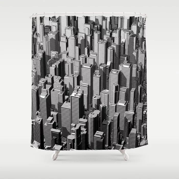 Urban Lines Cityscape B&W Shower Curtain
