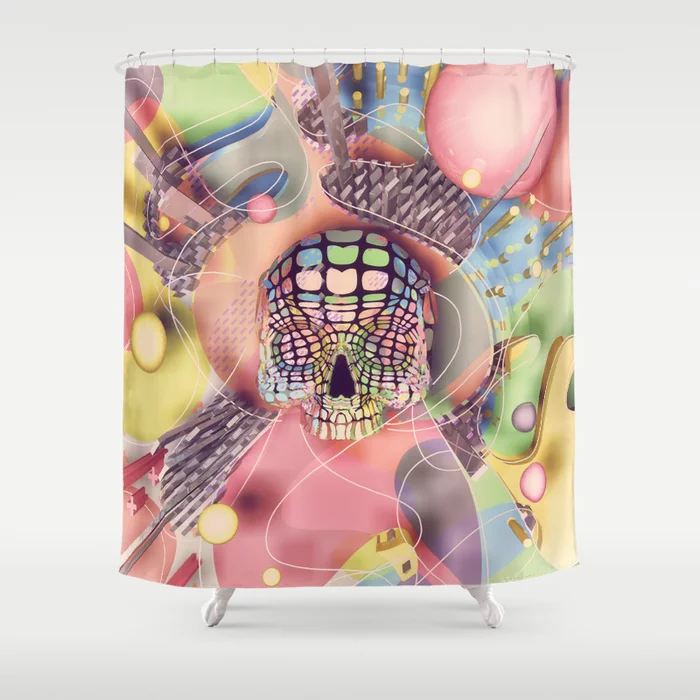 Utopia Anaglyph Sugar Skull Shower Curtain