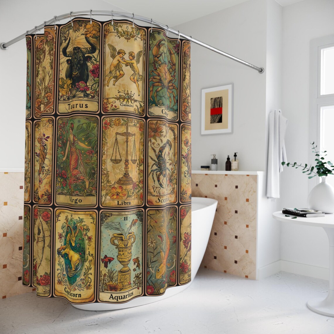 Vintage Zodiac Astrology Shower Curtain