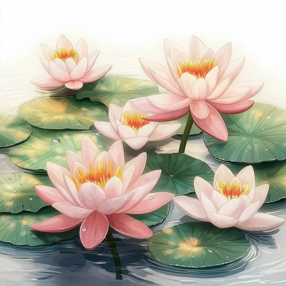 Water Lily Tranquil Lotus Flower Shower Curtain