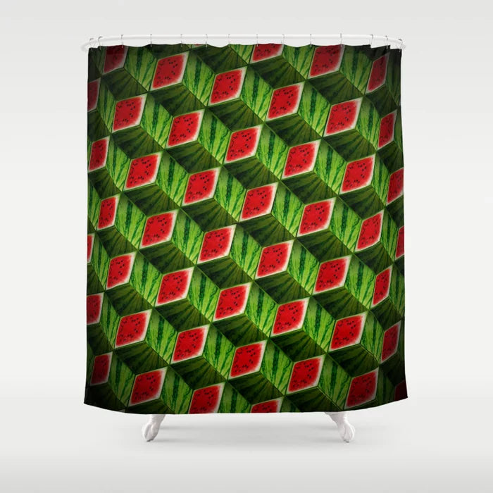 Watermelon Cubes (Fruit Madness) Shower Curtain